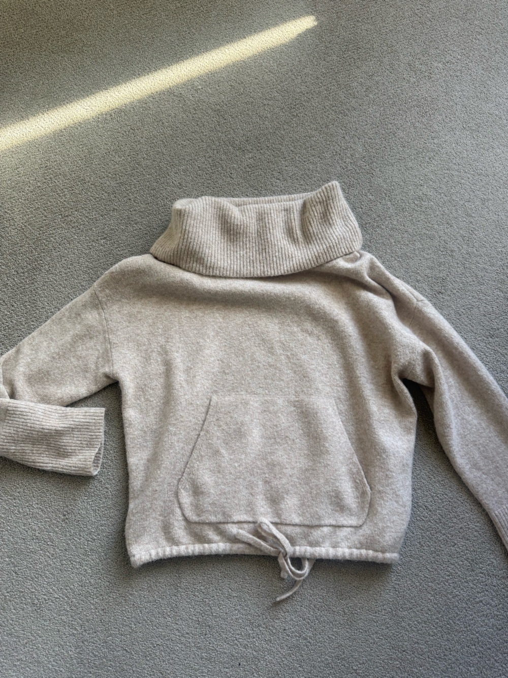 Express Cream Cowl Neck Pocket Sweater